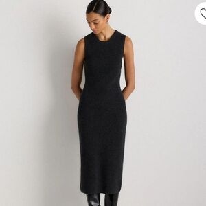 NWT Quince Mongolian Cashmere Black Sleeveless Midi Dress Small